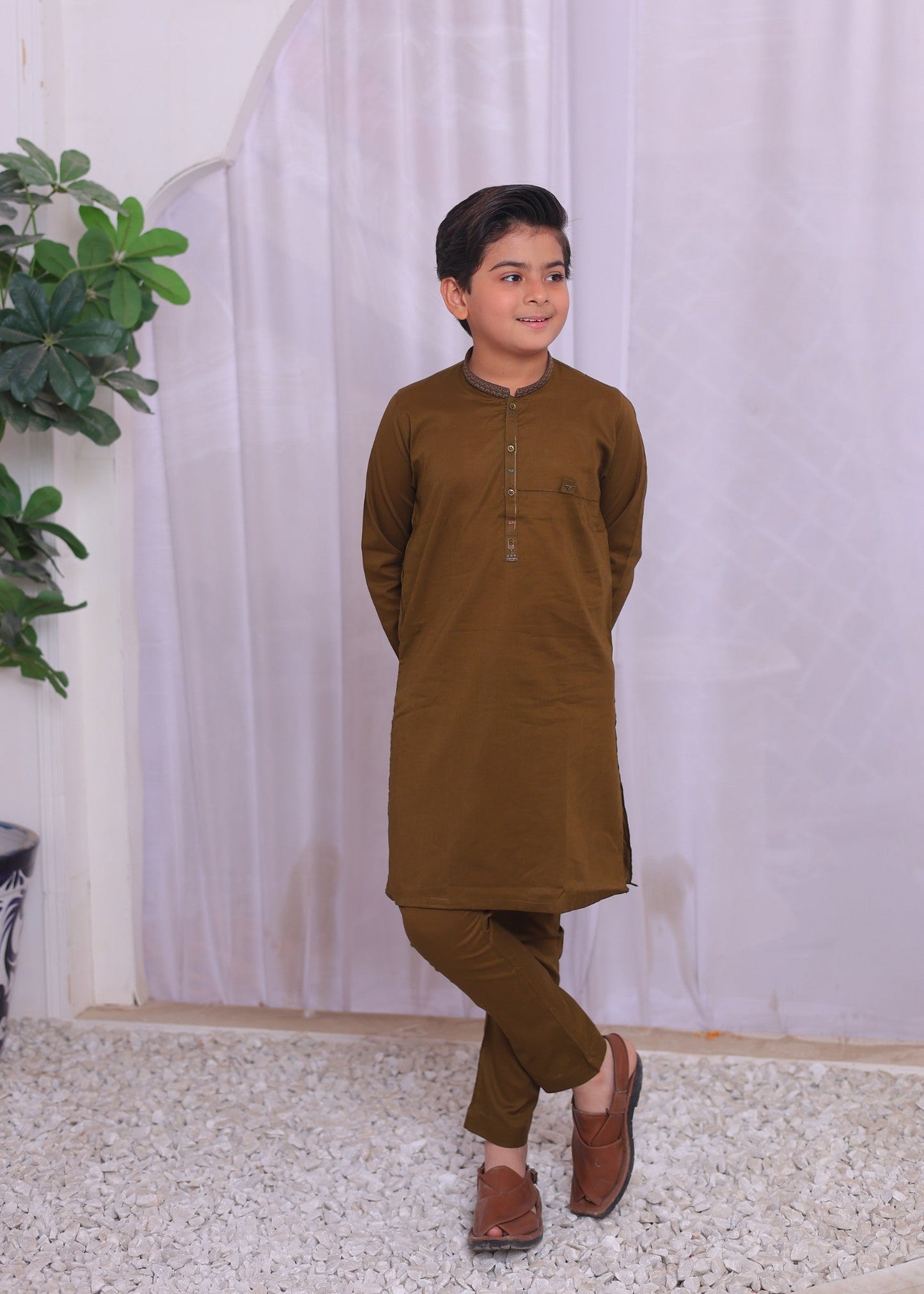 Mehendi Brown Kurta Trouser-AH 017