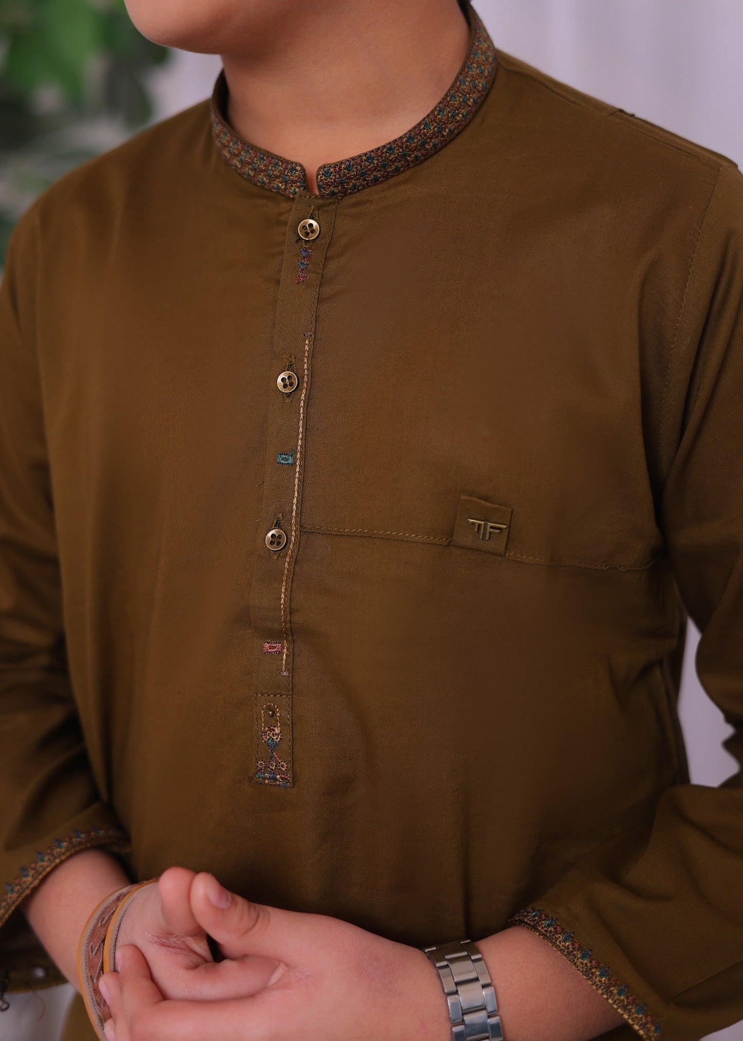 Mehendi Brown Kurta Trouser-AH 017