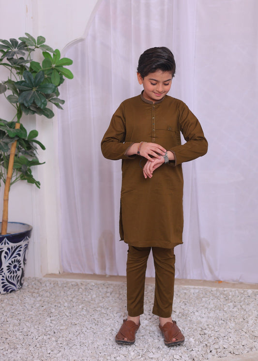 Mehendi Brown Kurta Trouser-AH 017