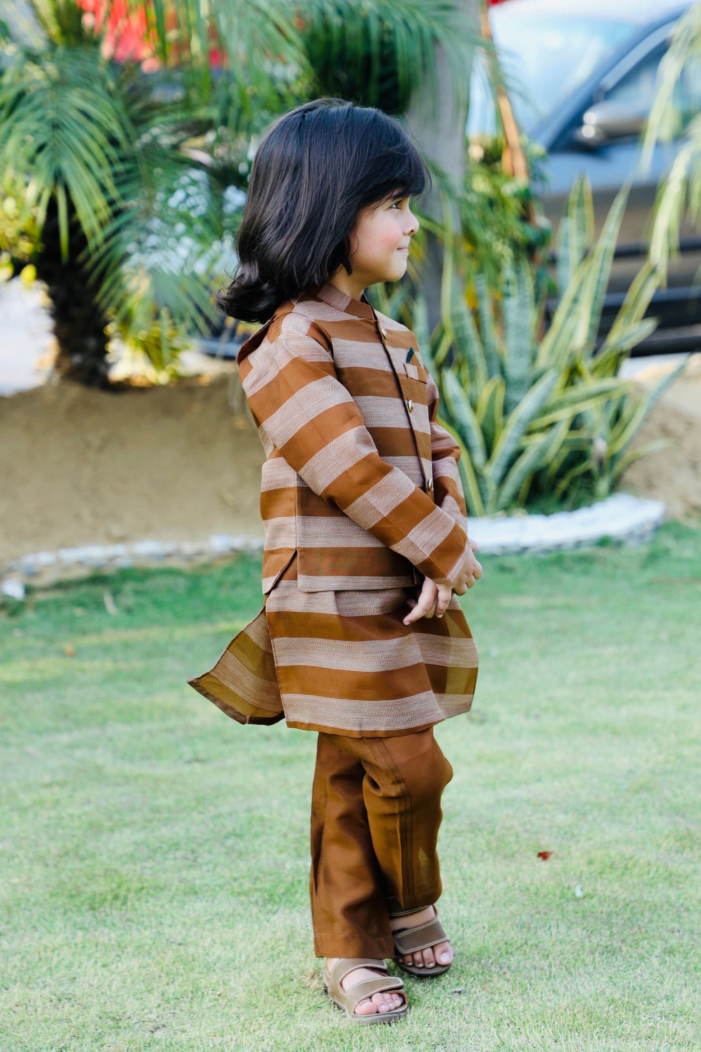 Earth Brown Waistcoat Suit AHW 021