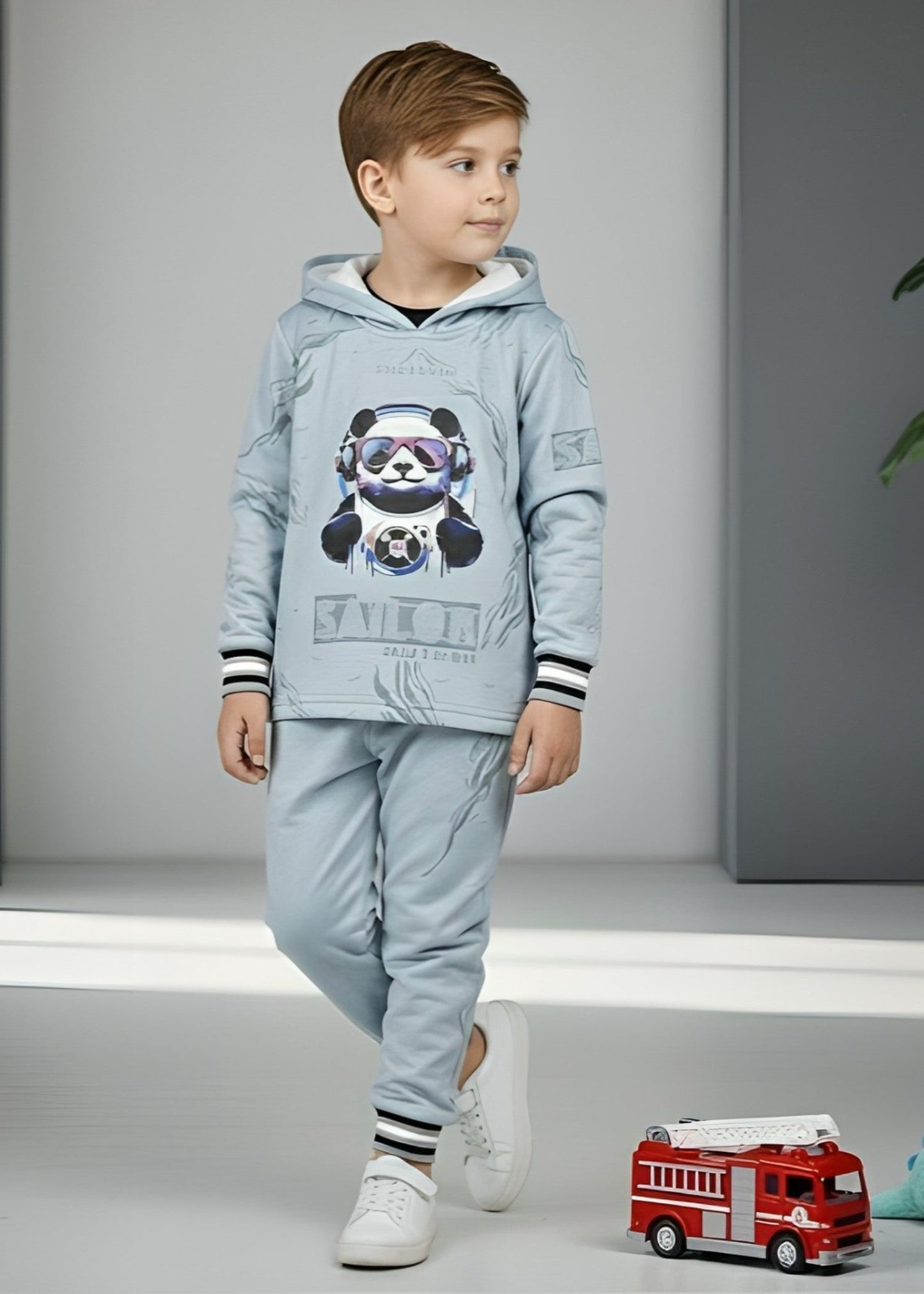 Ice Blue 2Pcs Hoodie Set KH 006
