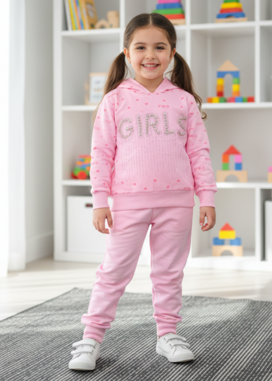 Pink 2 Pcs Hoodie Suit KH 034