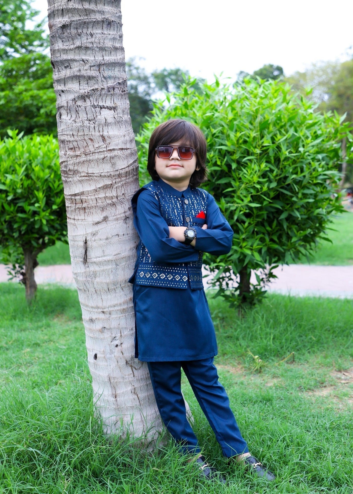 Navy Blue Waistcoat Suit-KC 034