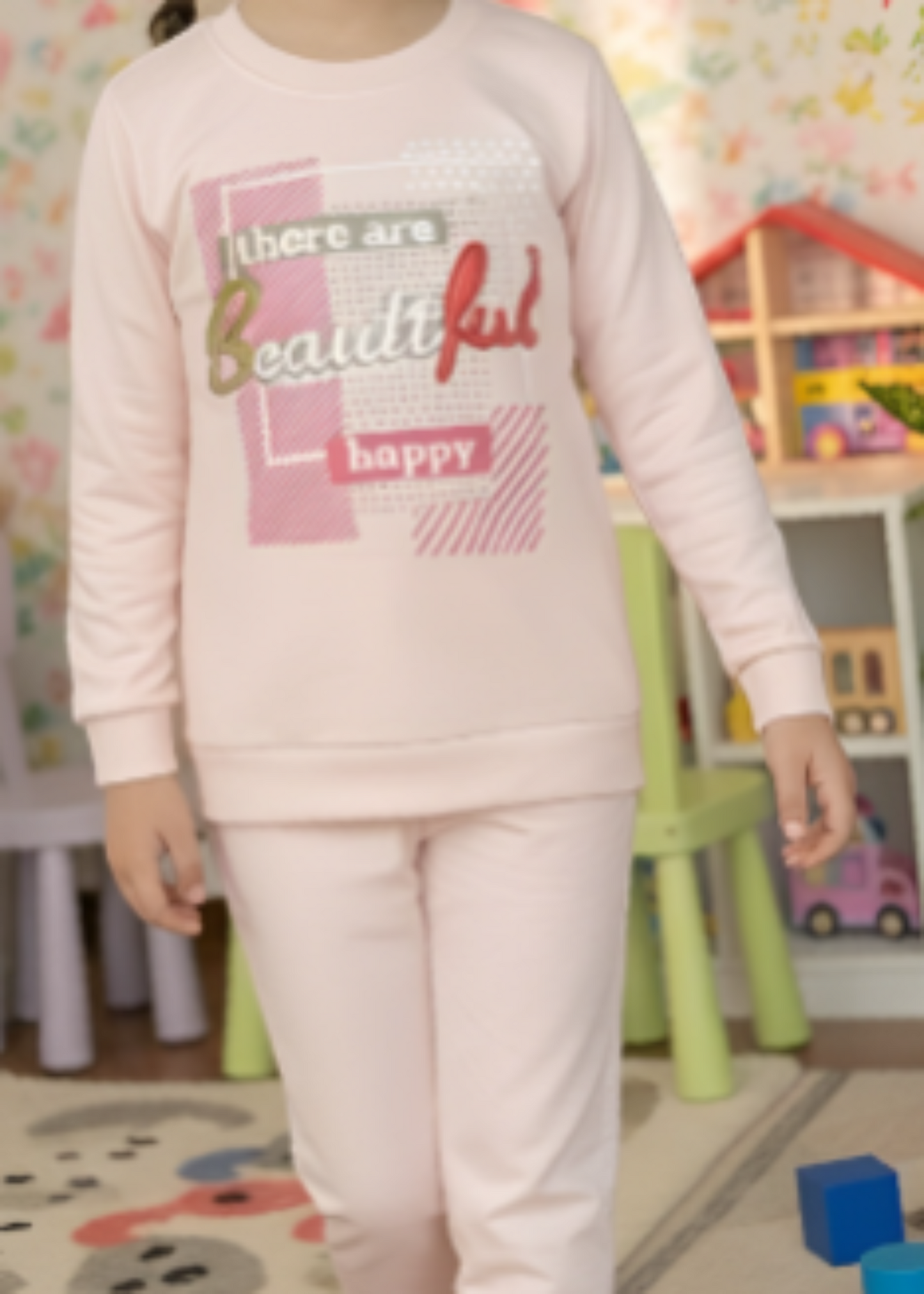 Pastel Pink 2 Pcs Sweat Suit KH 039