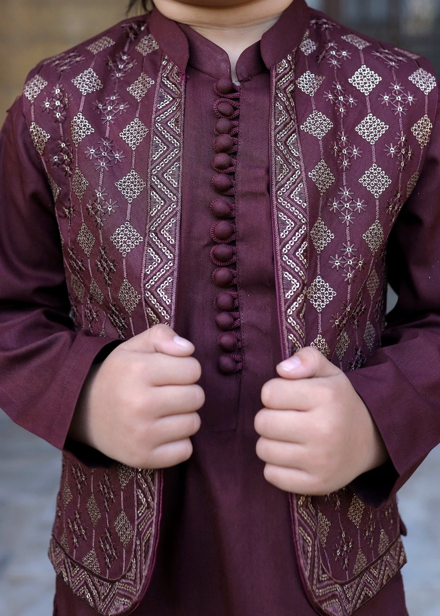 Maroon Waistcoat Suit KC 056