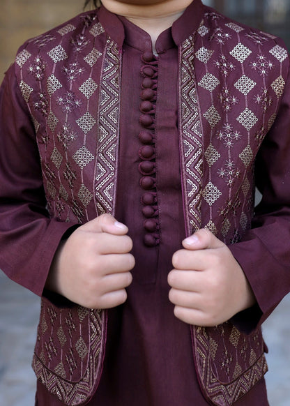 Maroon Waistcoat Suit KC 056