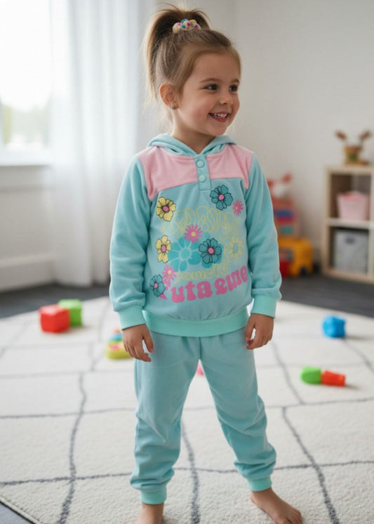 Sky Blue 2 Pcs Hoodie Suit KH 019