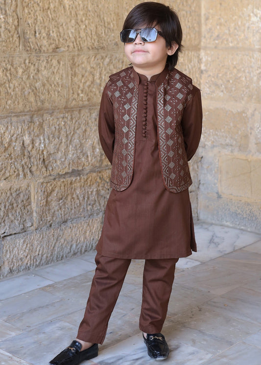 Chocolate brown Waistcoat Suit KC 053