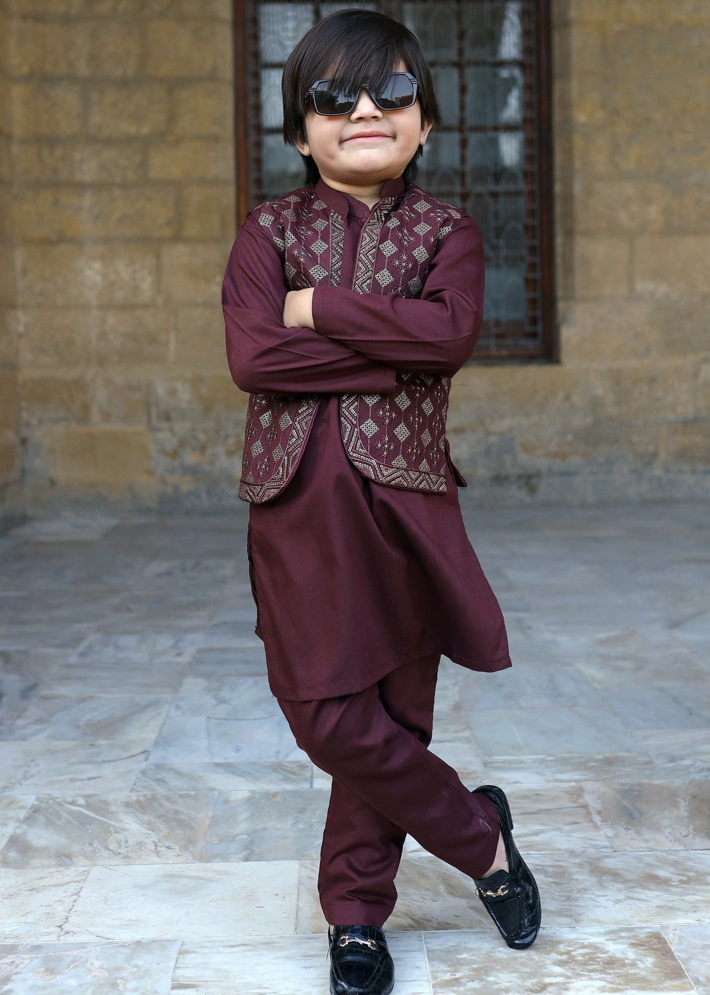 Maroon Waistcoat Suit KC 056