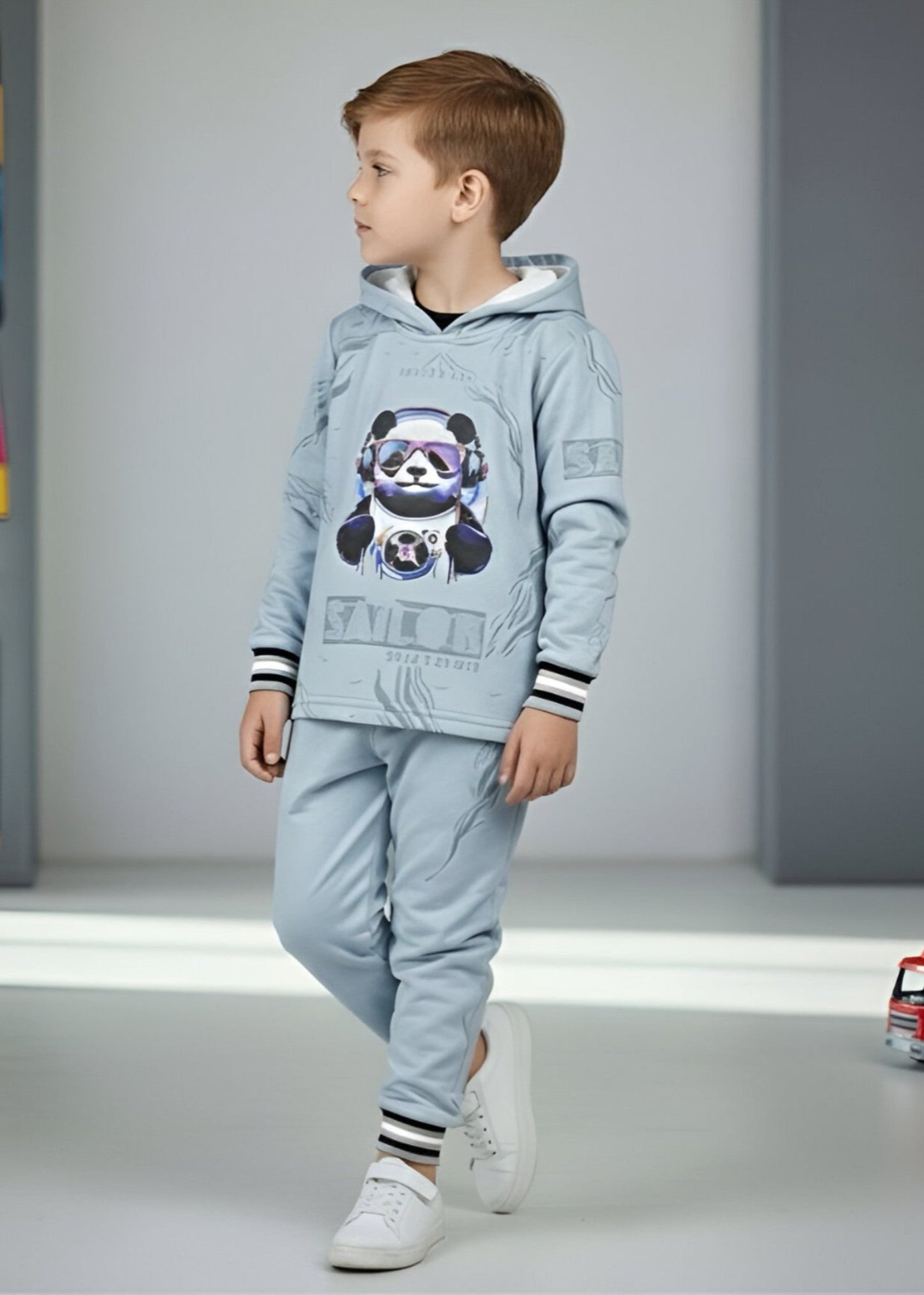 Ice Blue 2Pcs Hoodie Set KH 006