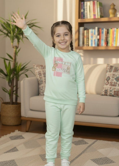 Tea Green 2 Pcs Sweatshirts Suit KH 039