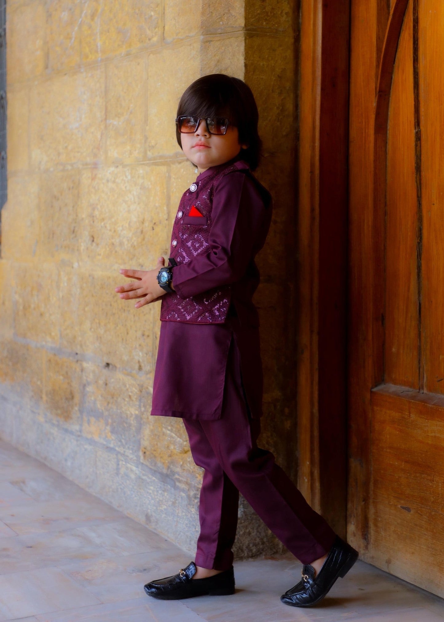 Plum Purple Waistcoat Suit-KC 042