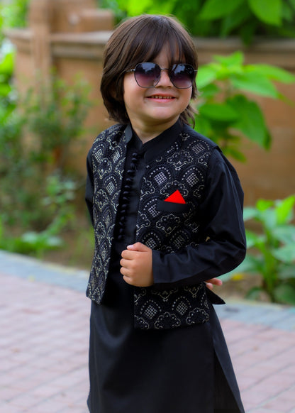 Ebony Black Waistcoat Suit-KC 047