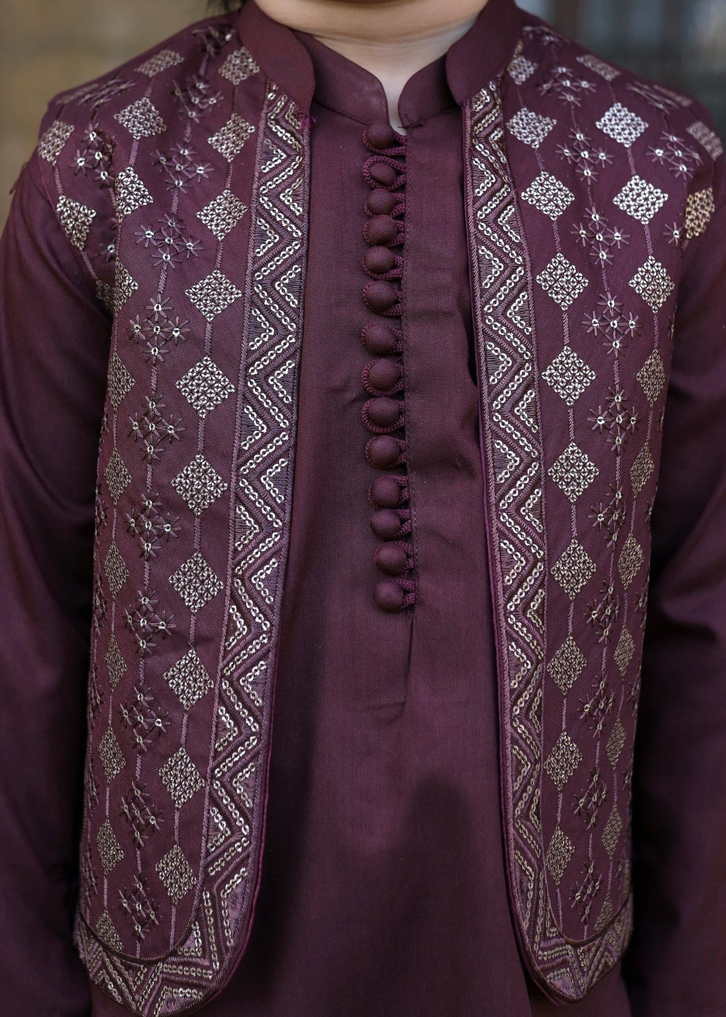 Maroon Waistcoat Suit KC 056
