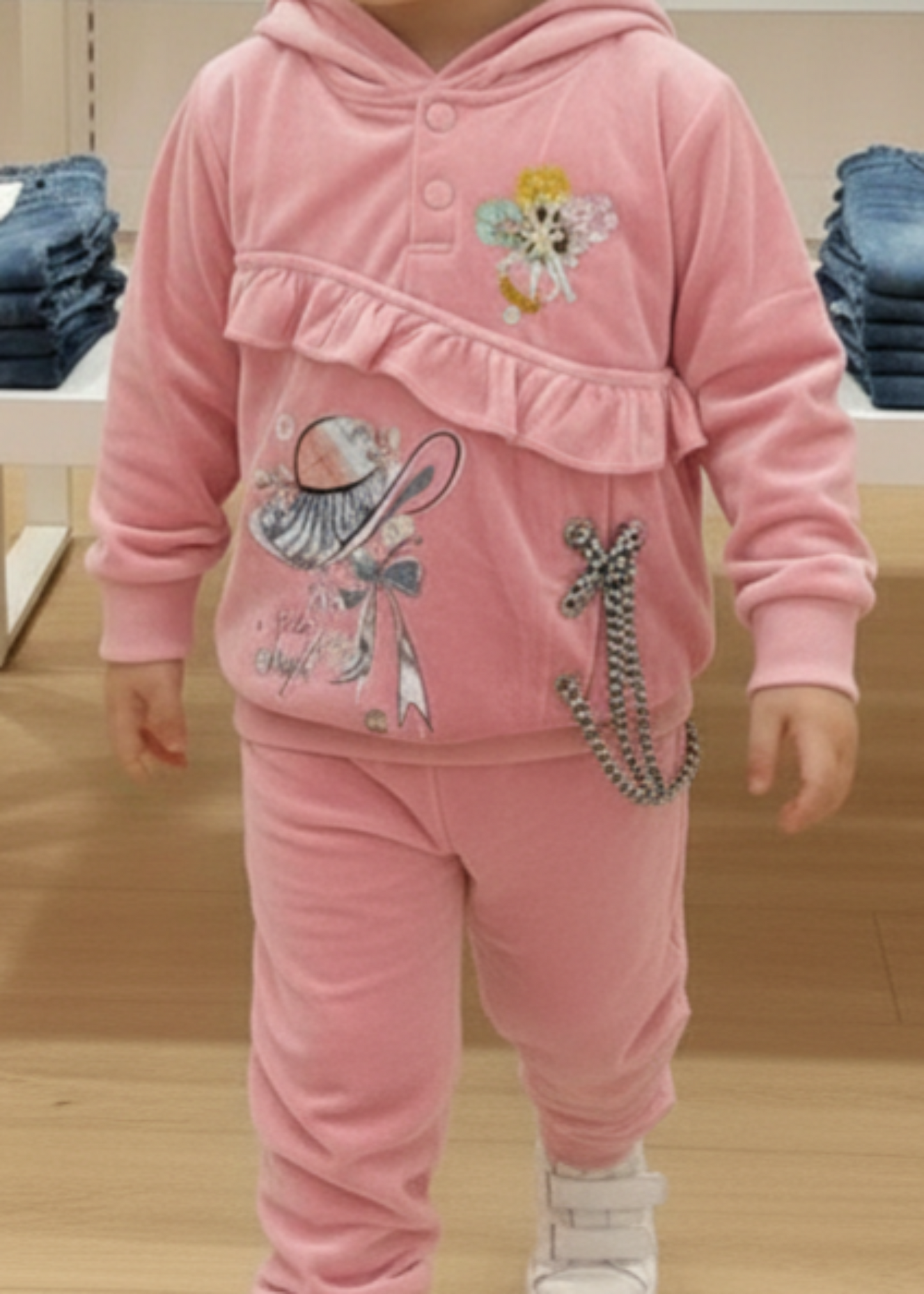 Baby Pink 2 Pcs Hoodie Suit KH 036