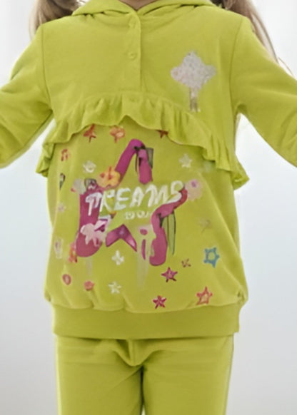 Lawn Green 2 Pcs Hoodie Suit KH 015