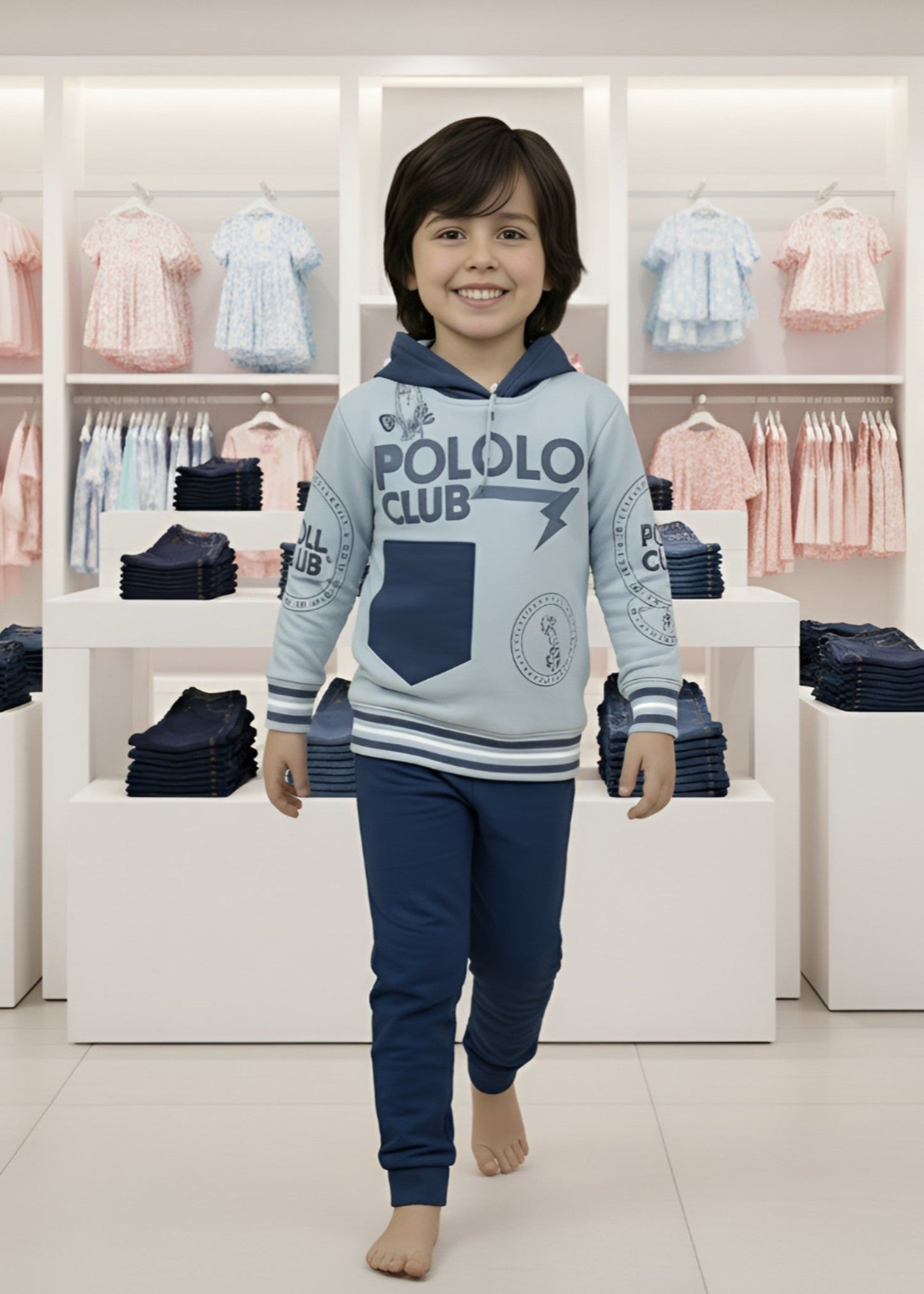 Cloud Blue 2 Pcs Hoodie Set KH 012