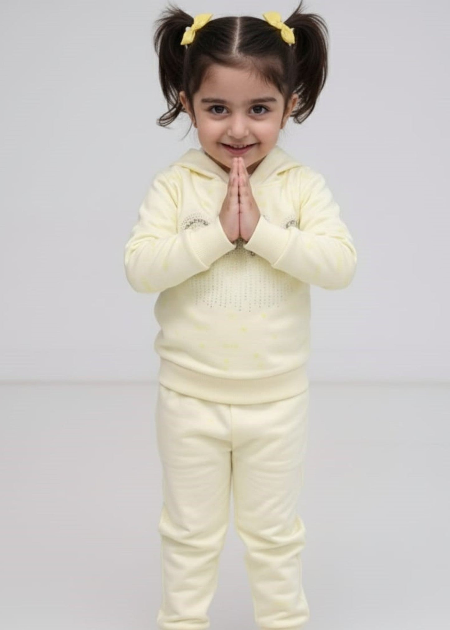 Pale Yellow 2 Pcs Hoodie Suit KH 024