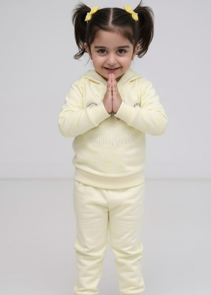 Pale Yellow 2 Pcs Hoodie Suit KH 024