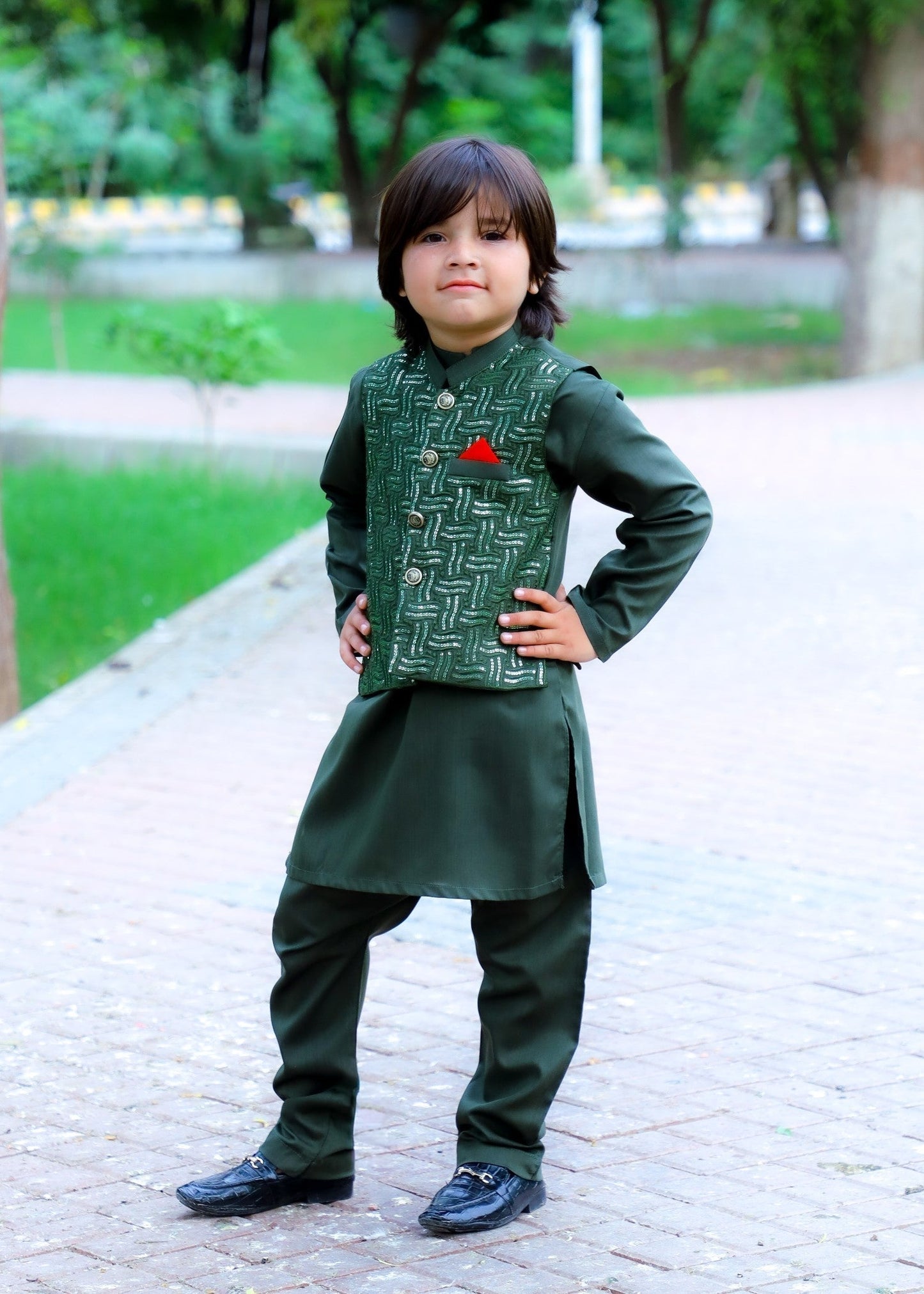 Forest Green Waistcoat Suit-KC 046