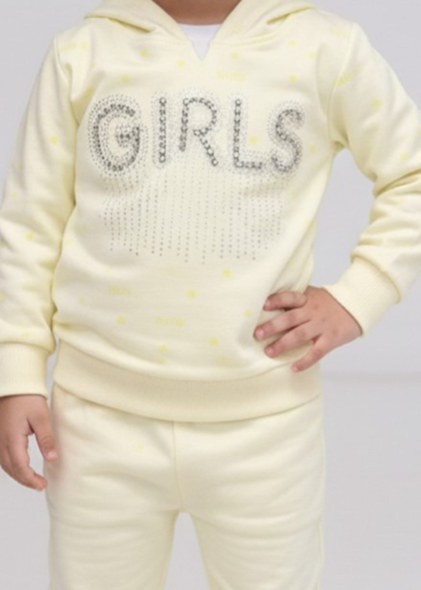Pale Yellow 2 Pcs Hoodie Suit KH 024