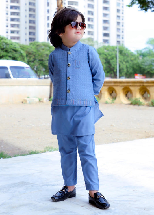 Frost Blue Waistcoat Suit-KC 039