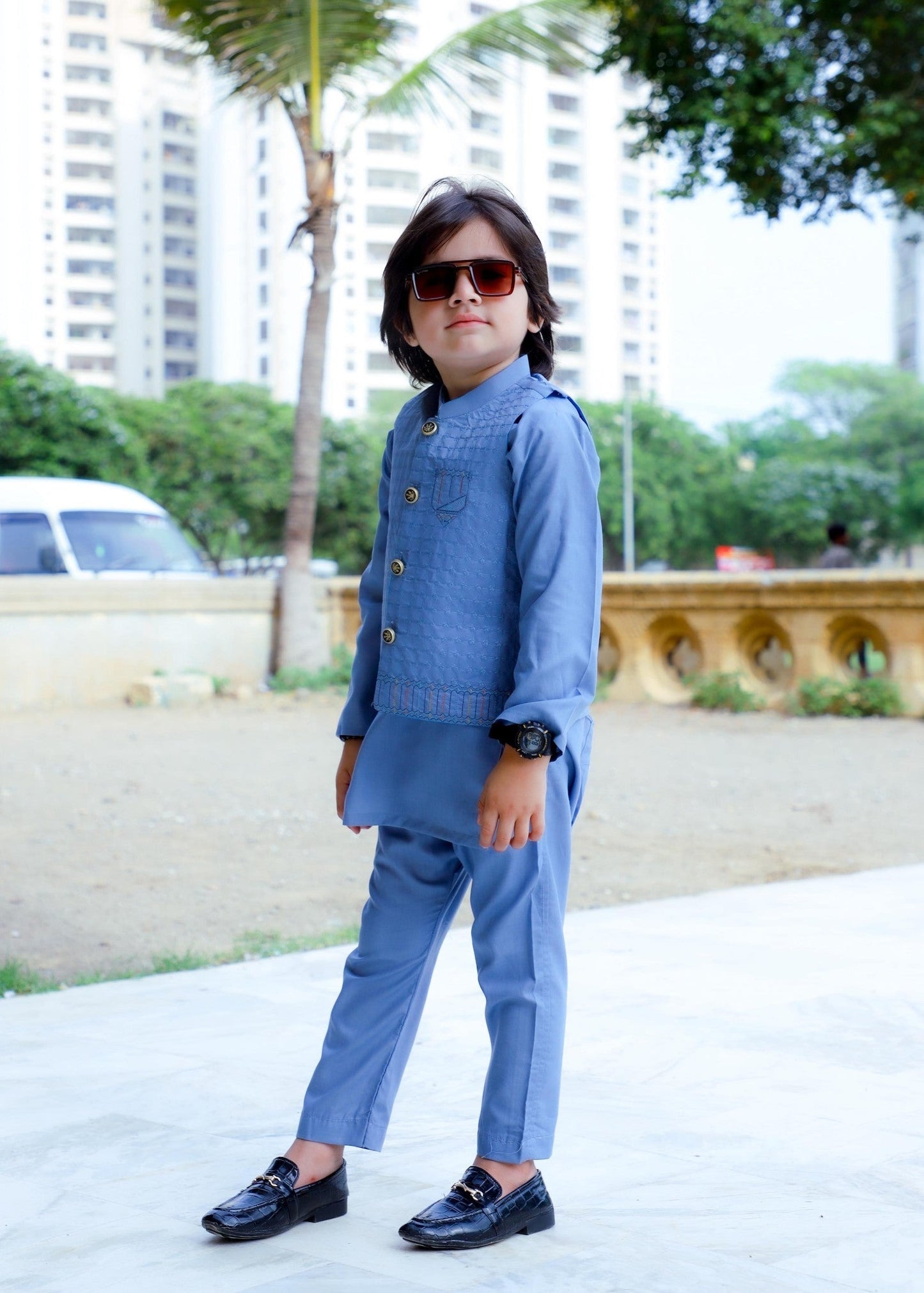Frost Blue Waistcoat Suit-KC 039