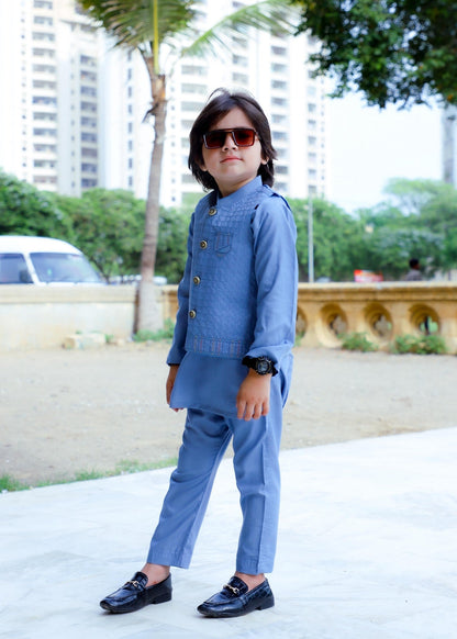 Frost Blue Waistcoat Suit-KC 039