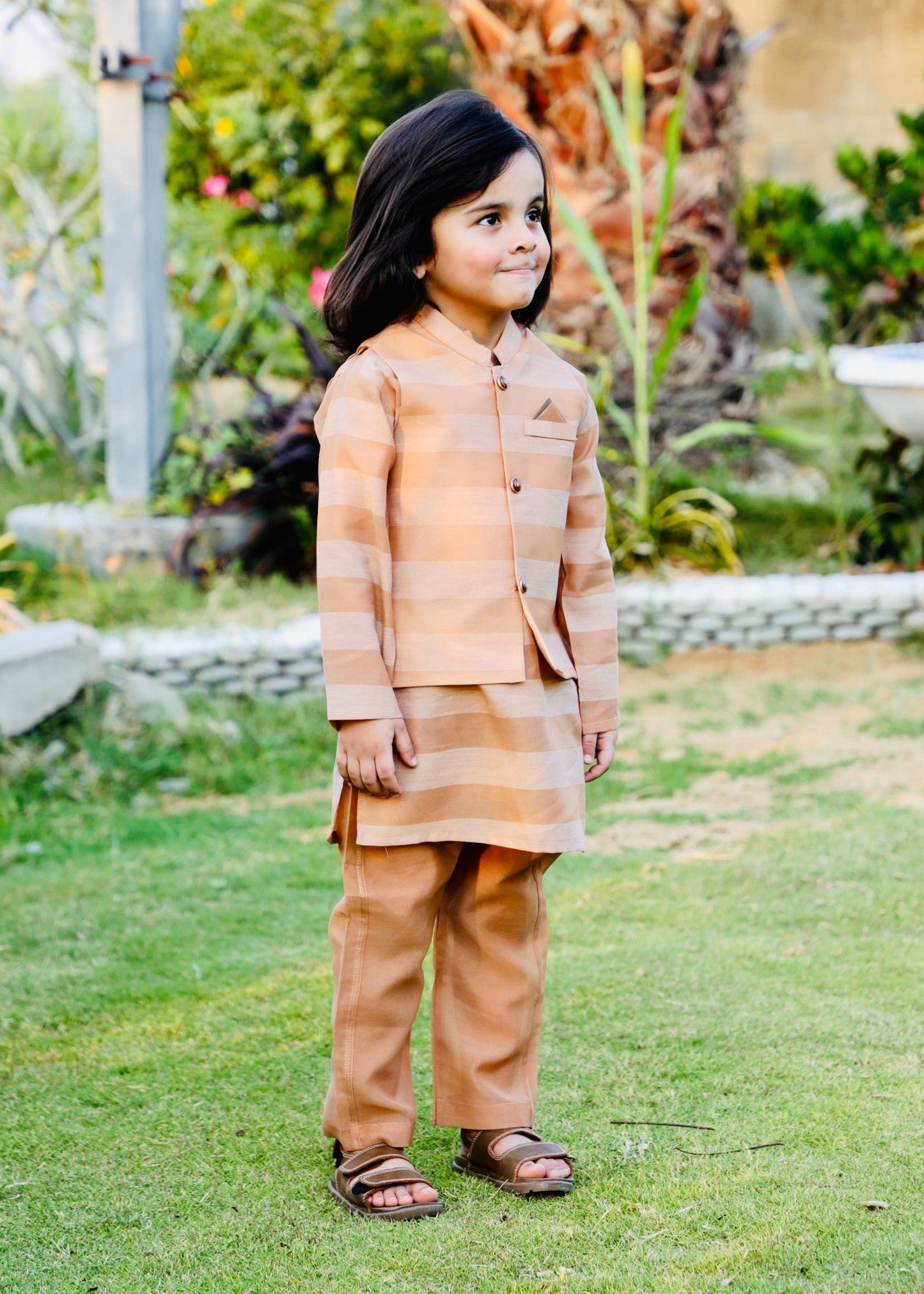 Peach Orange Waistcoat Suit AHW 017