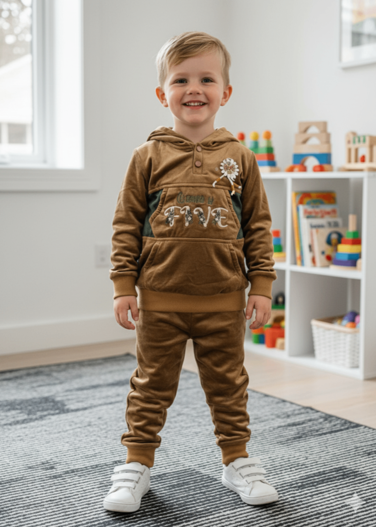 Tawny Brown 2 Pcs Hoodie Suit KH 033