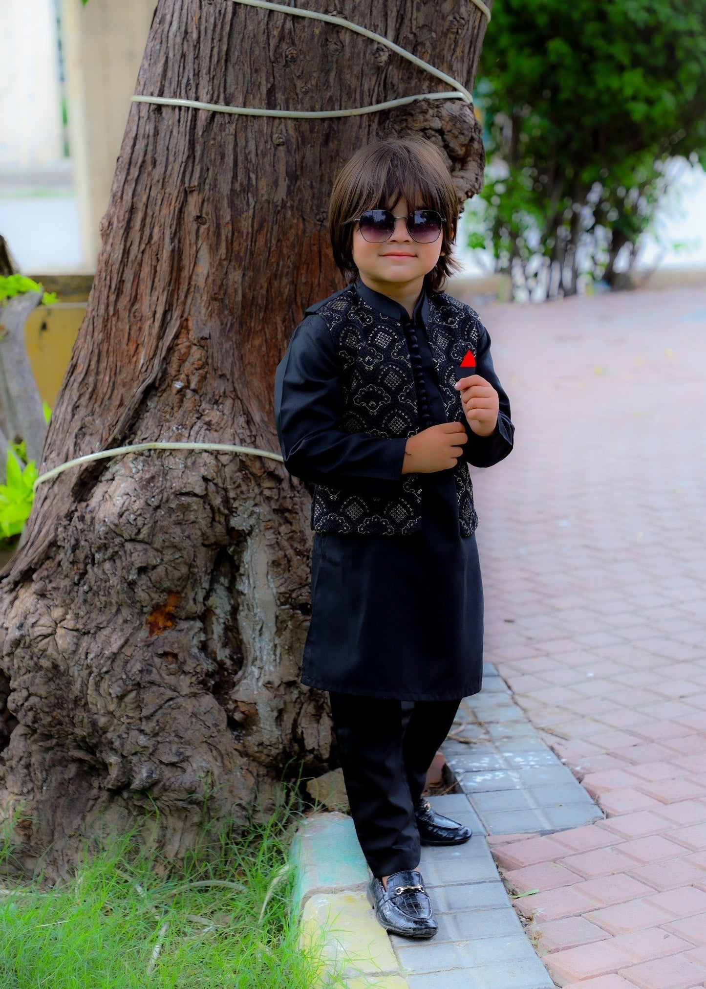 Ebony Black Waistcoat Suit-KC 047