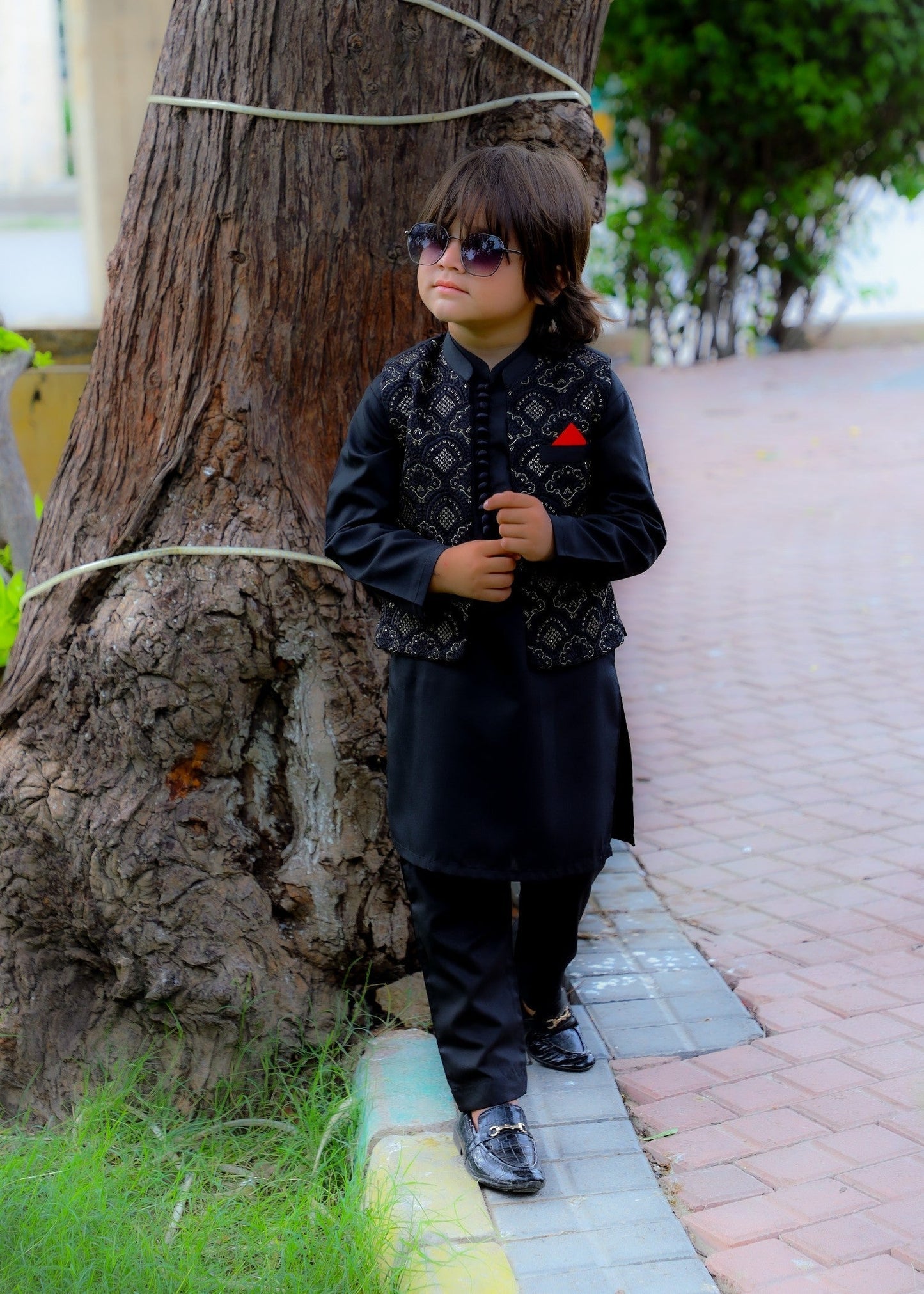 Ebony Black Waistcoat Suit-KC 047