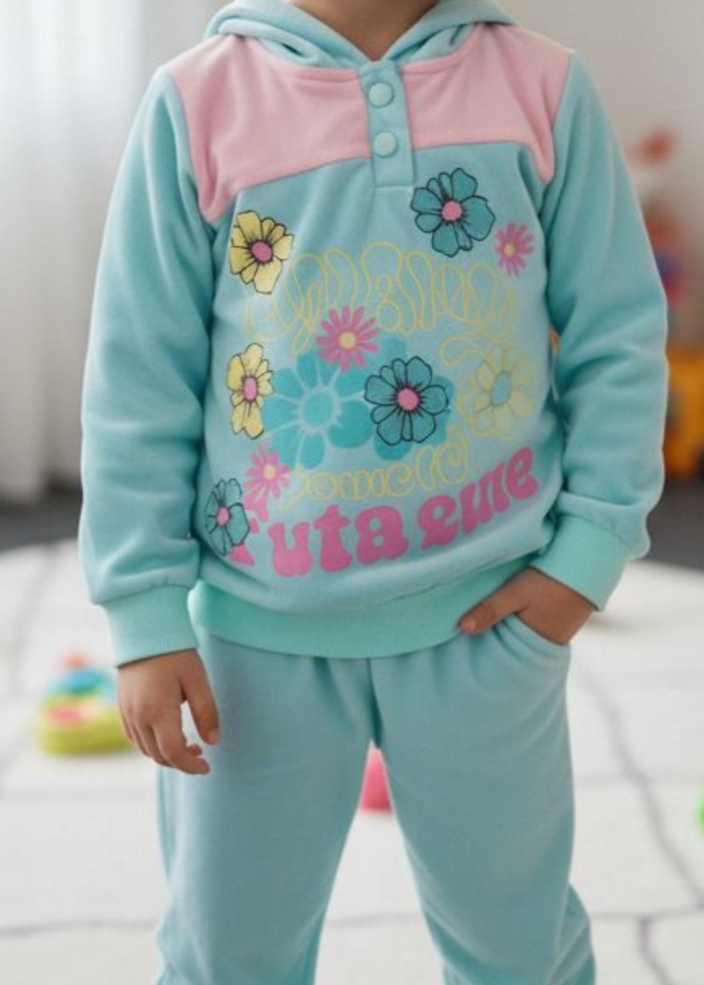 Sky Blue 2 Pcs Hoodie Suit KH 019
