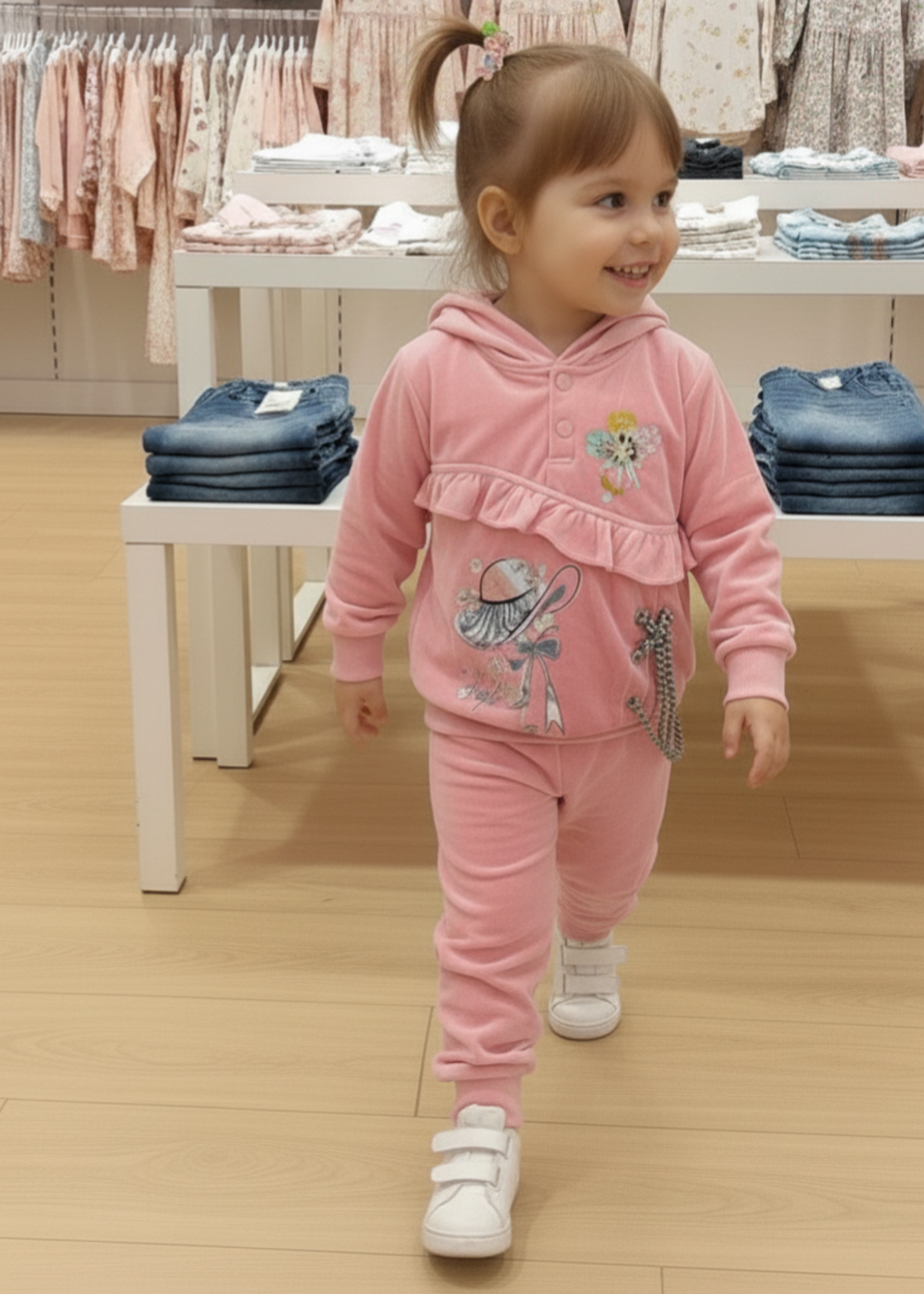 Baby Pink 2 Pcs Hoodie Suit KH 036