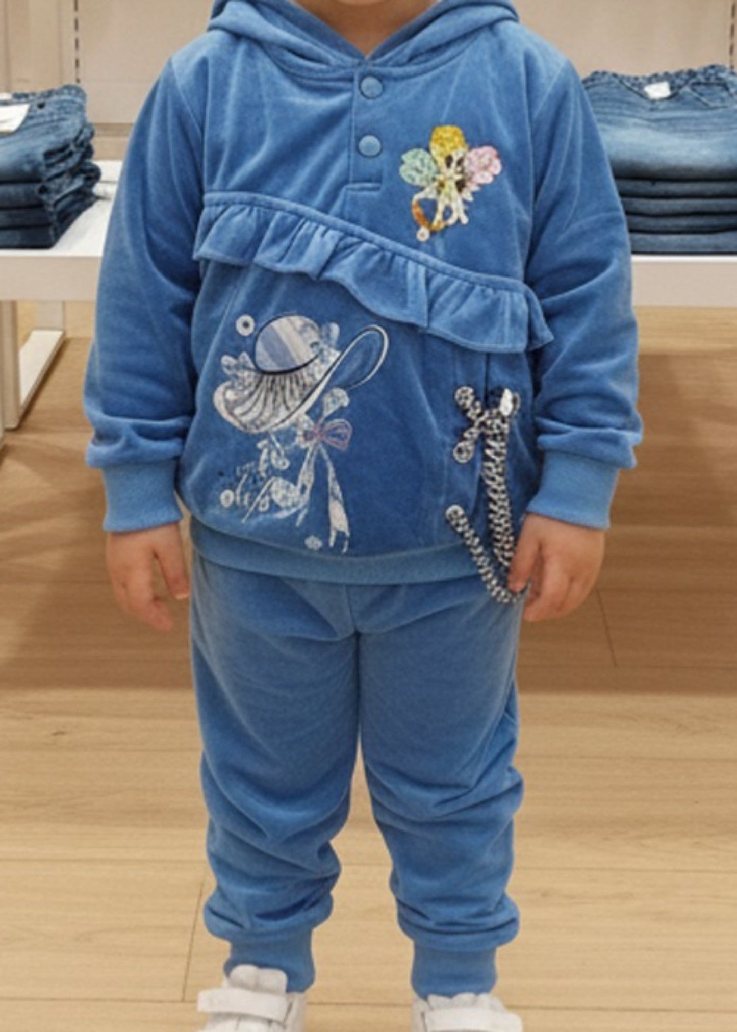 Steel Blue 2 Pcs Hoodie Suit KH 023