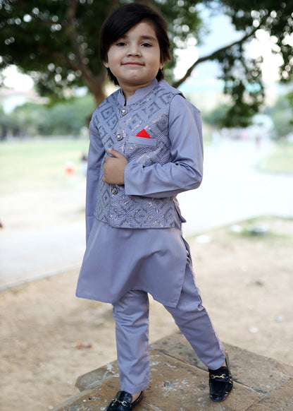 Cloud Blue Waistcoat Suit KC 061