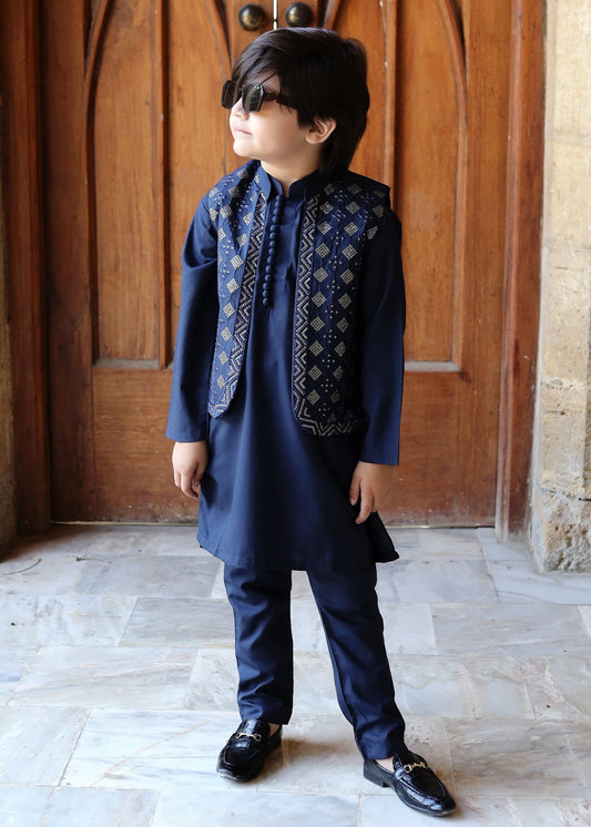 Midnight Blue Waistcoat Suit KC 051