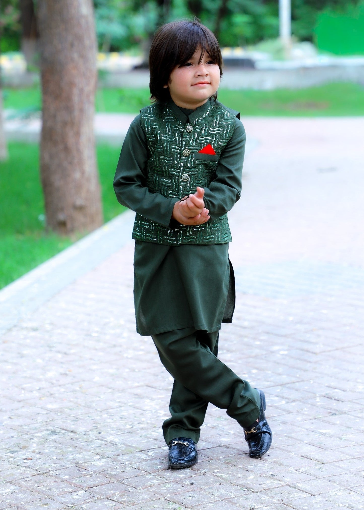 Forest Green Waistcoat Suit-KC 046