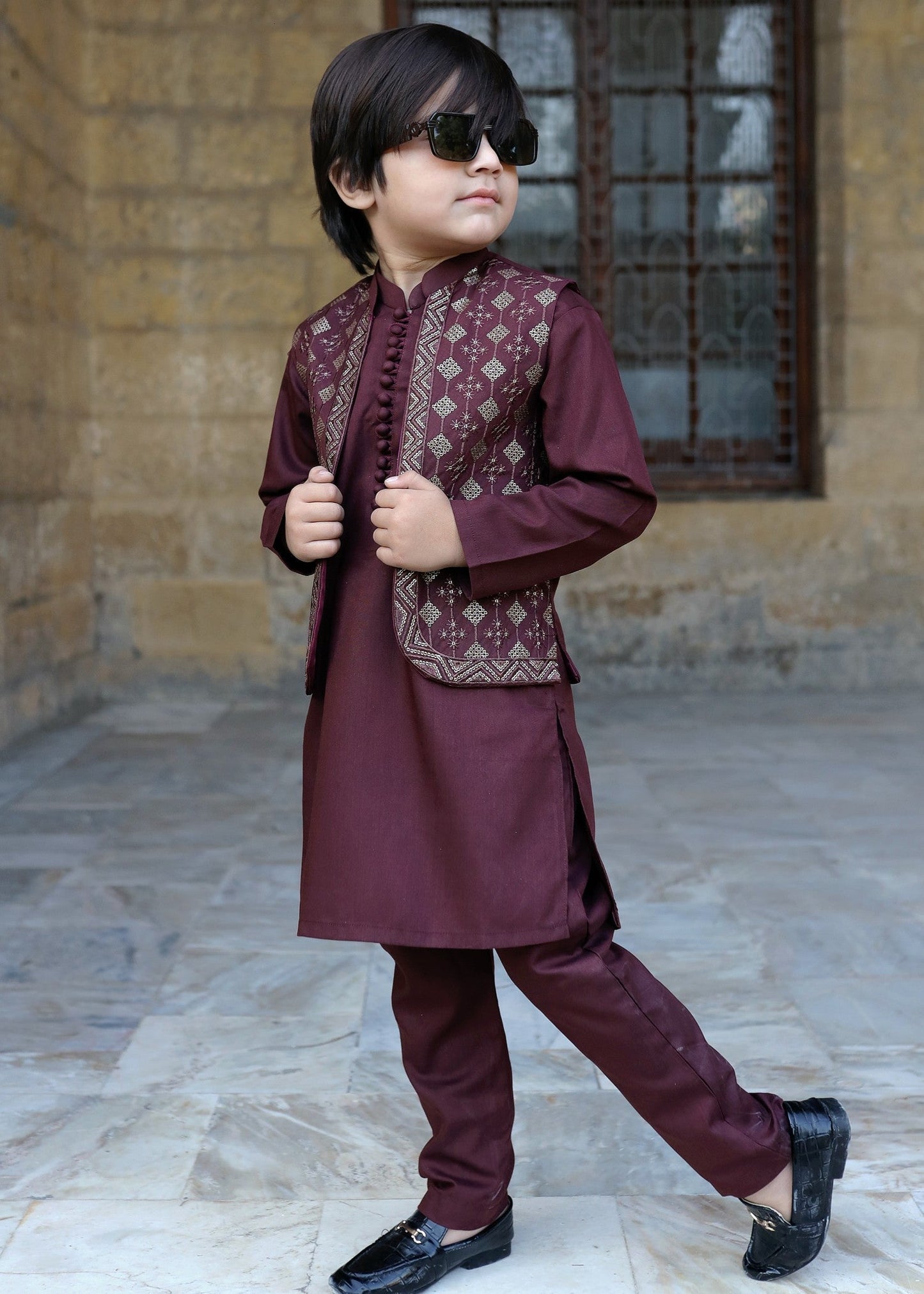 Maroon Waistcoat Suit KC 056