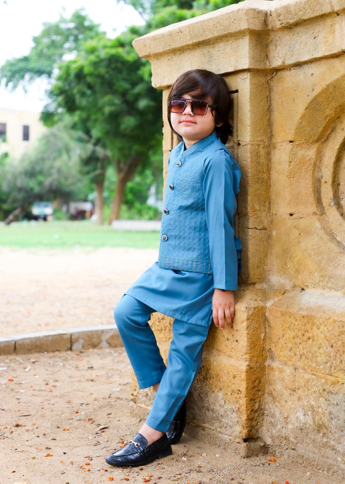 Sky Blue Waistcoat Suit-KC 035
