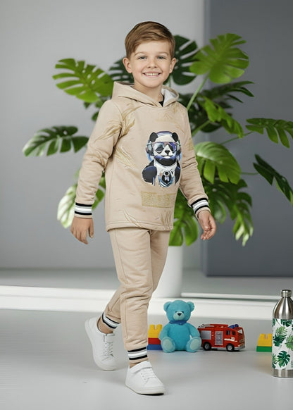 Beige 2Pcs Hoodie Set KH 005