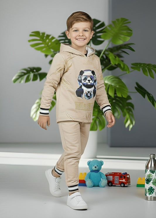 Beige 2Pcs Hoodie Set KH 005