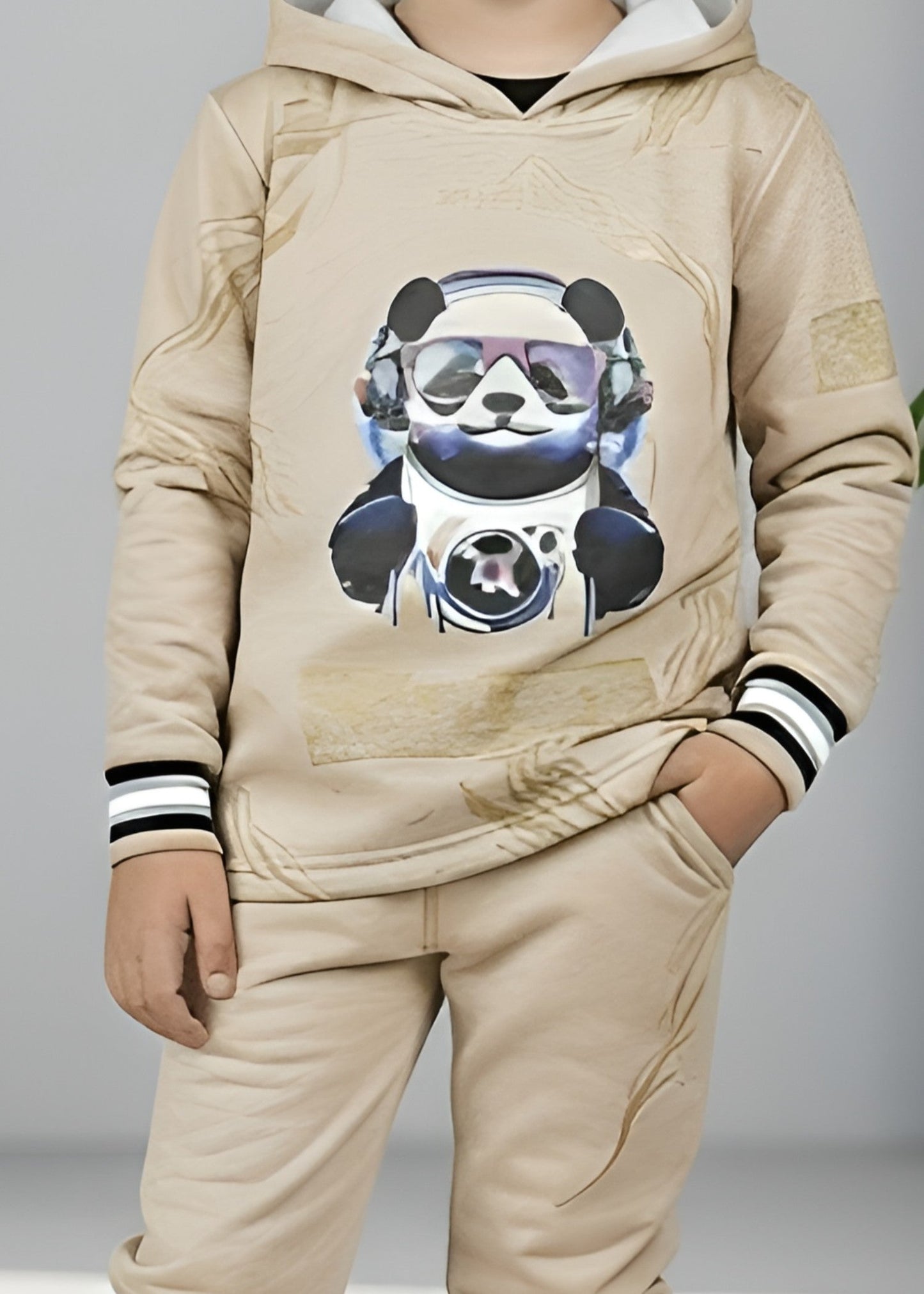 Beige 2Pcs Hoodie Set KH 005