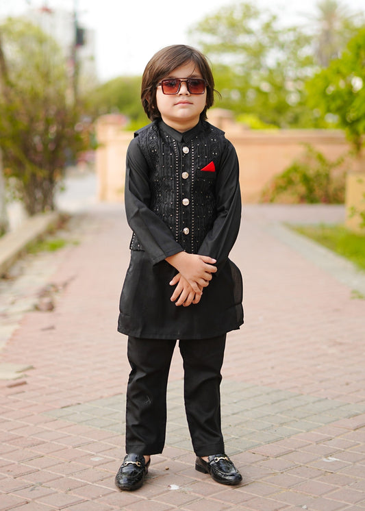 Jade Black Waistcoat Suit-KC 029