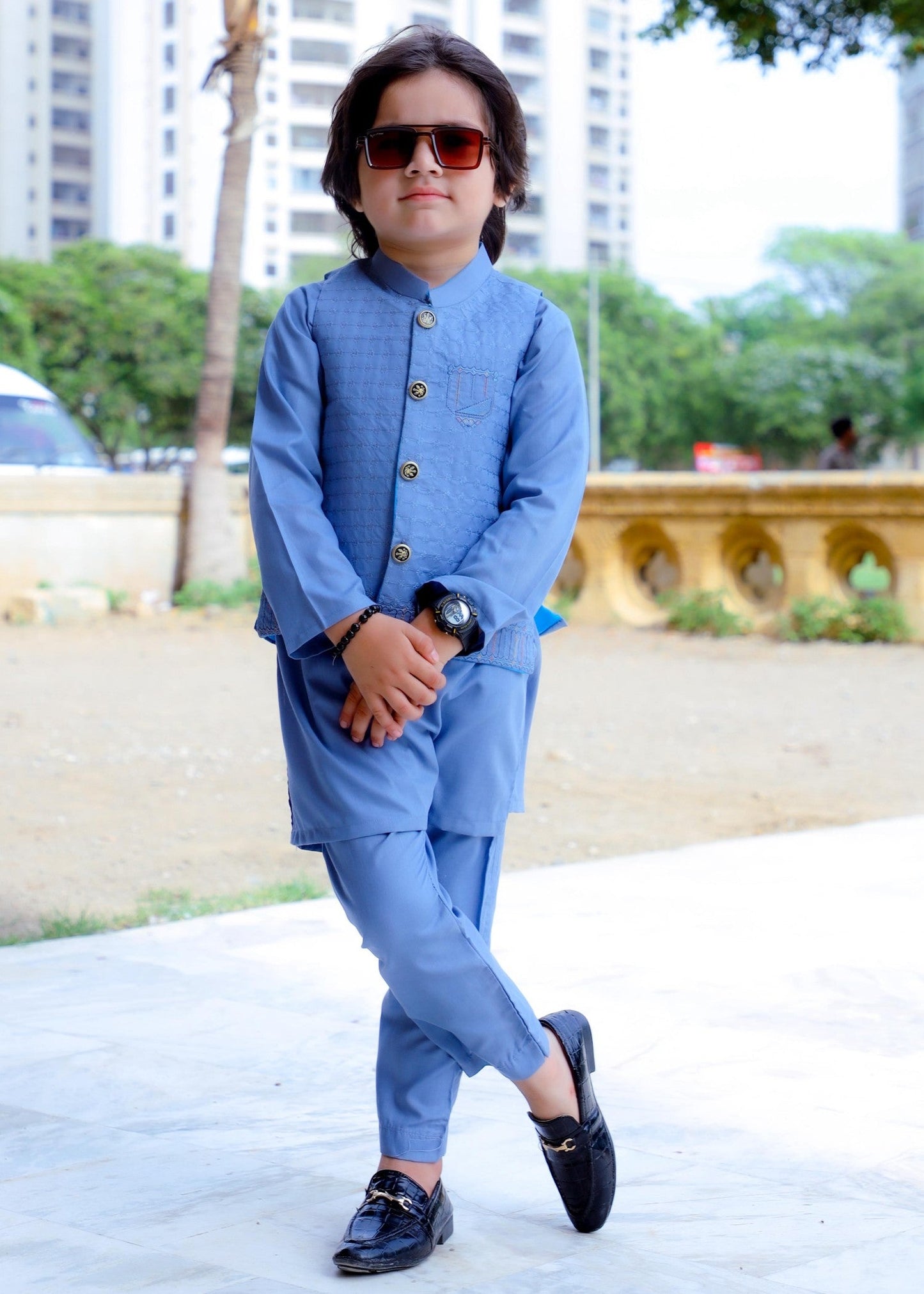 Frost Blue Waistcoat Suit-KC 039