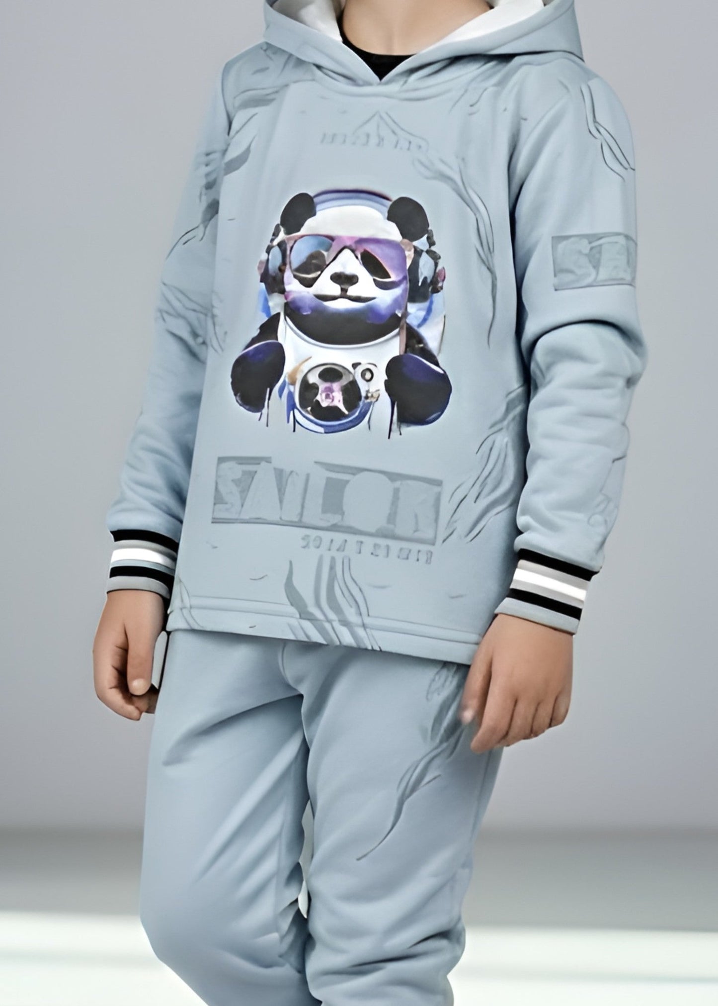Ice Blue 2Pcs Hoodie Set KH 006