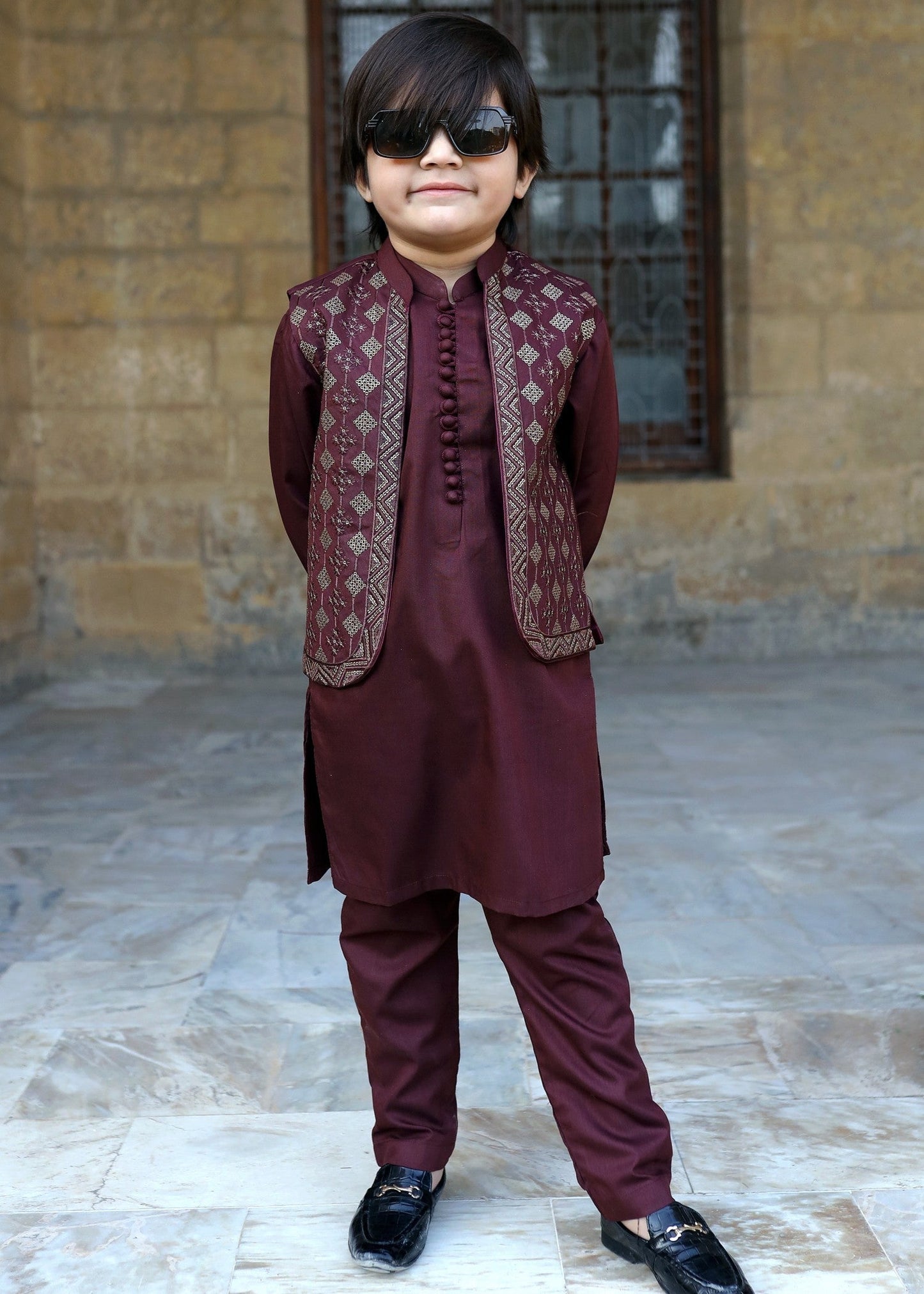 Maroon Waistcoat Suit KC 056