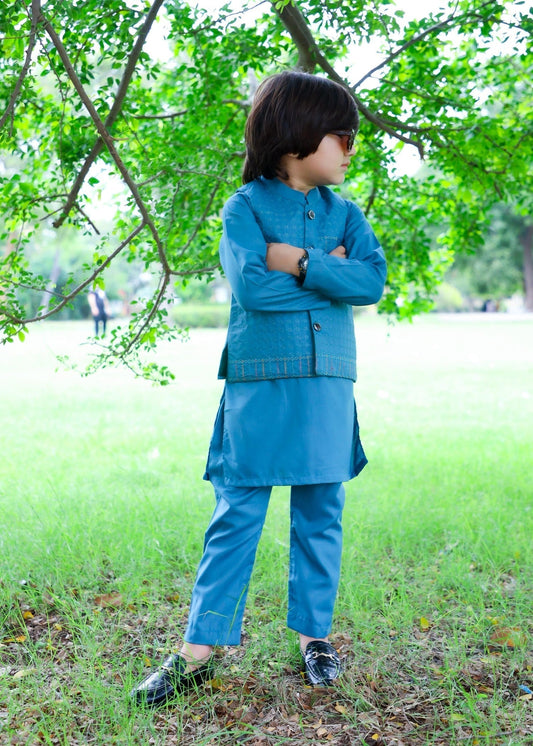Sky Blue Waistcoat Suit-KC 035