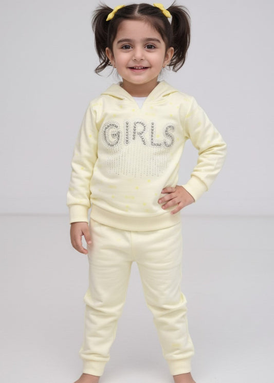 Pale Yellow 2 Pcs Hoodie Suit KH 024