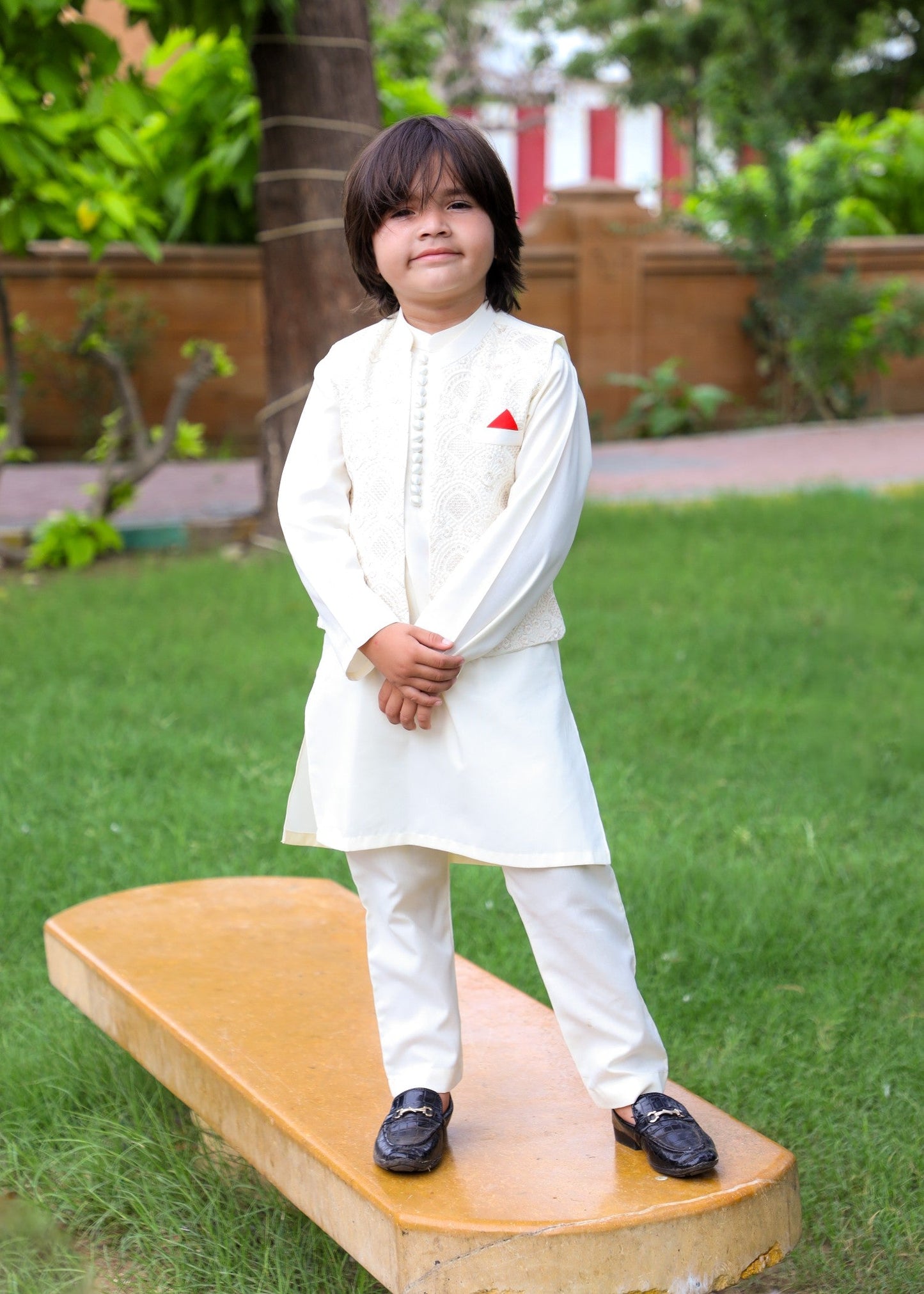 Cream White Waistcoat Suit-KC 048